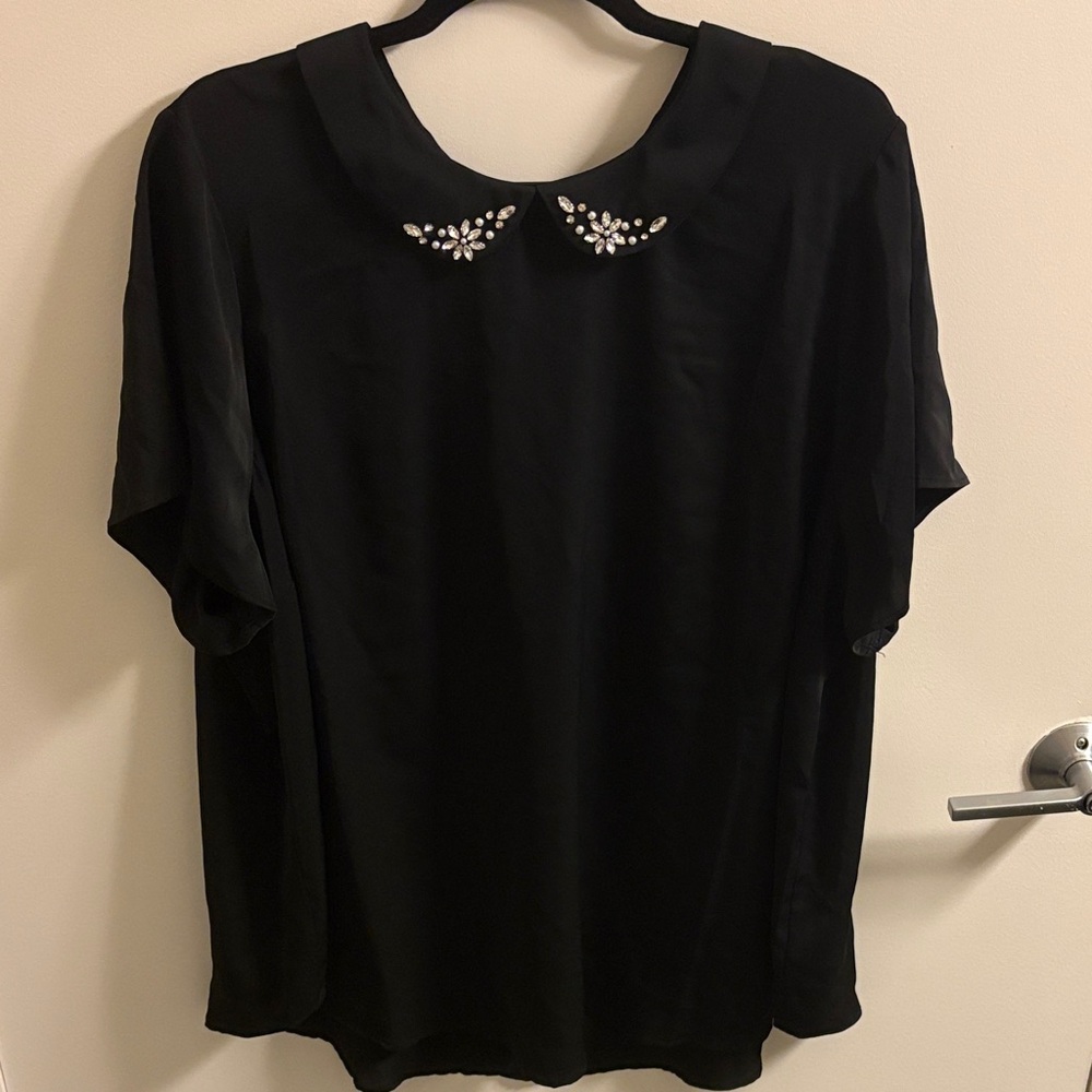 Torrid Black Blouse with Embellished Collar